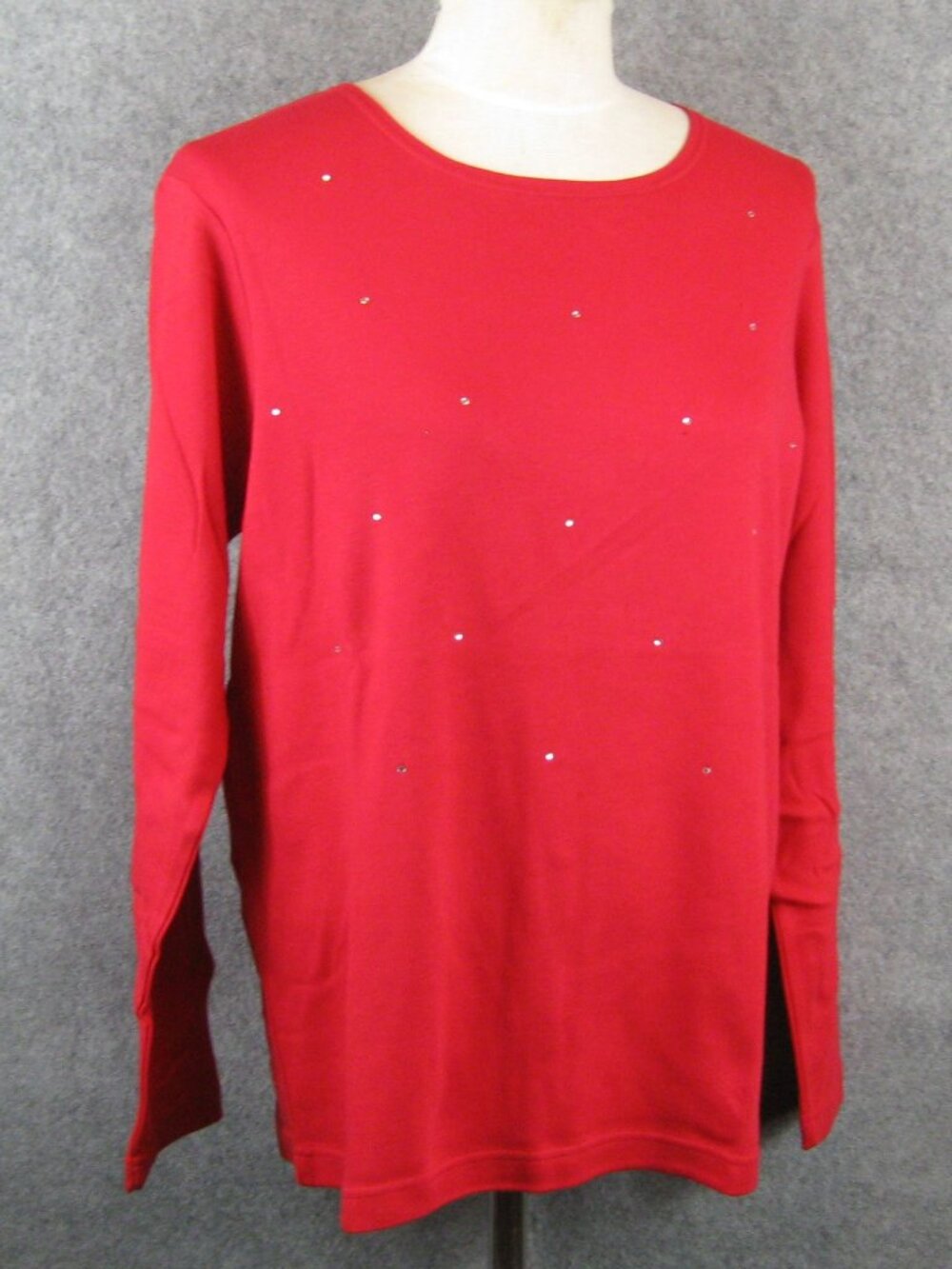 Quacker Factory Top Size M Rhinestones Red - Picture 3 of 5